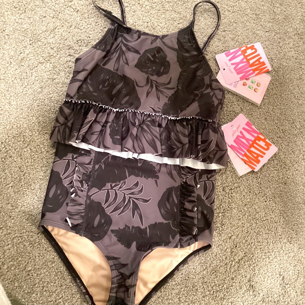 Kortni Jeane girls 2 piece high waist swimsuit size 12/13